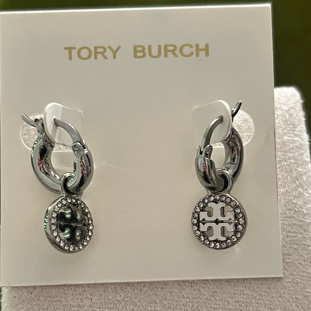 Tory Burch Miller Pavé Huggie Hoop Earrings